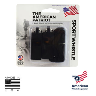 American Patriot Whistle w/ Lanyard 2-Pack - Loud Safety Set