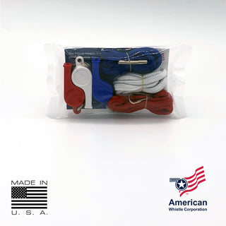 American Patriot Whistle Pack Red White & Blue with Lanyards