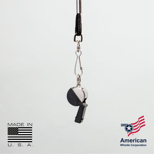 Polished American Classic Brass Whistle with lanyard, made in the USA – ideal for police, coaches, and safety professionals