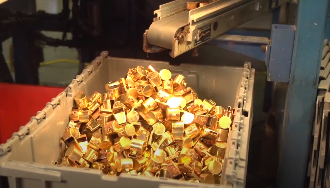 whistles piling up off the conveyor