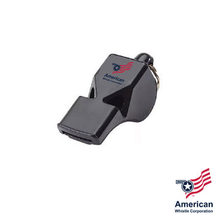 Bright red Victory Pea-Less Whistle with lanyard hole, designed for lifeguards, coaches, and safety professionals – made in the USA by American Whistle Corp