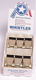 American Gold Plated Brass Whistle - 12 Pack | Waterproof